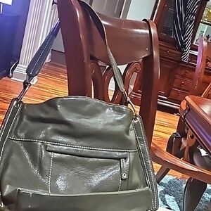 Tignanello Pebble leather Vintage Shoulder Bag Forest green medium size